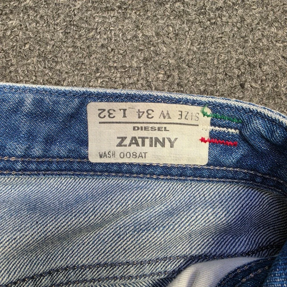Vintage Diesel Industry Zatiny Jeans Blue Mens 34x32 Bootcut Button Fly Italy